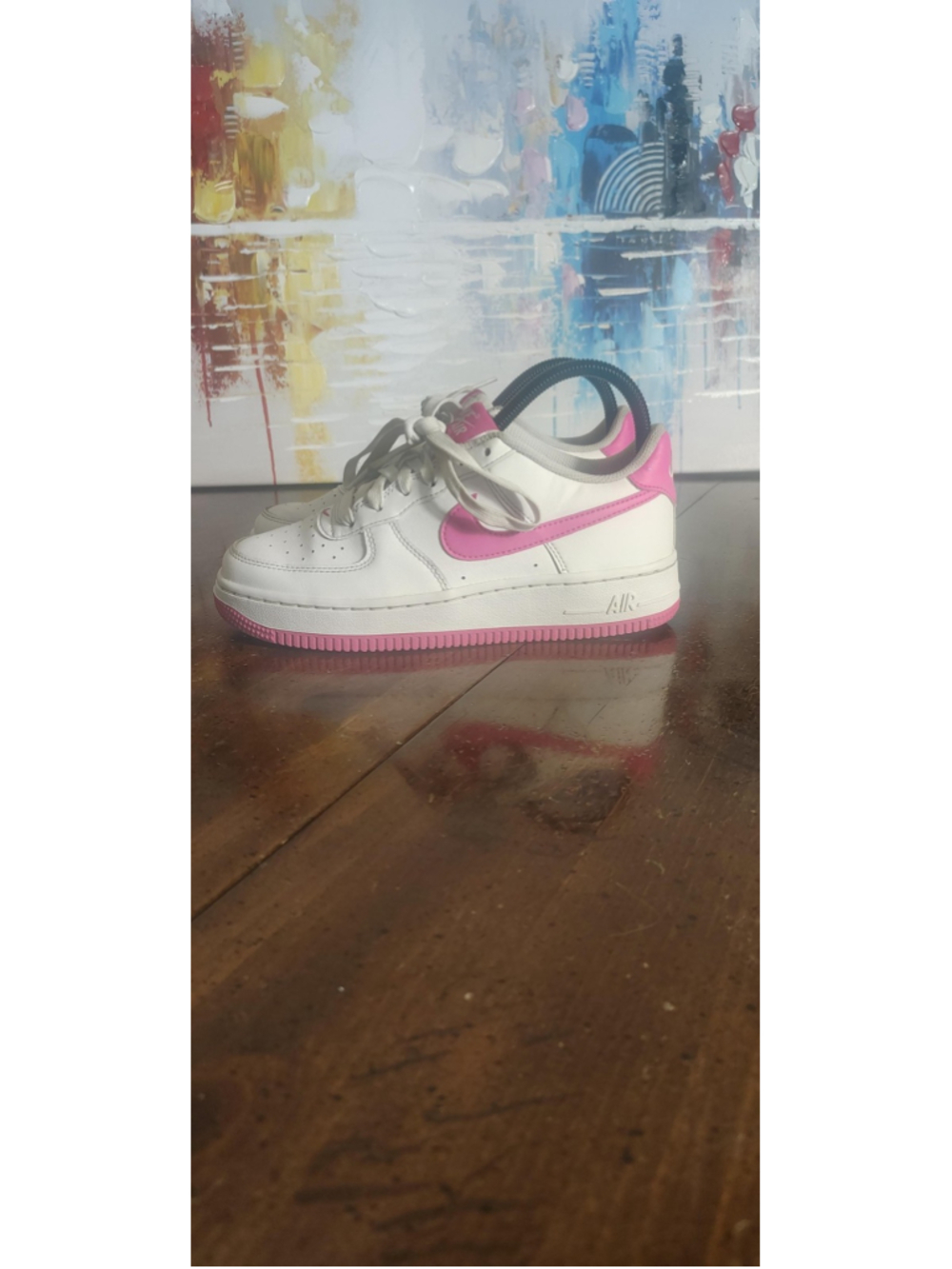 Nike Air Force 1 Low Shoes Youth Size 4.5Y White Pink Sneakers FV5948-102